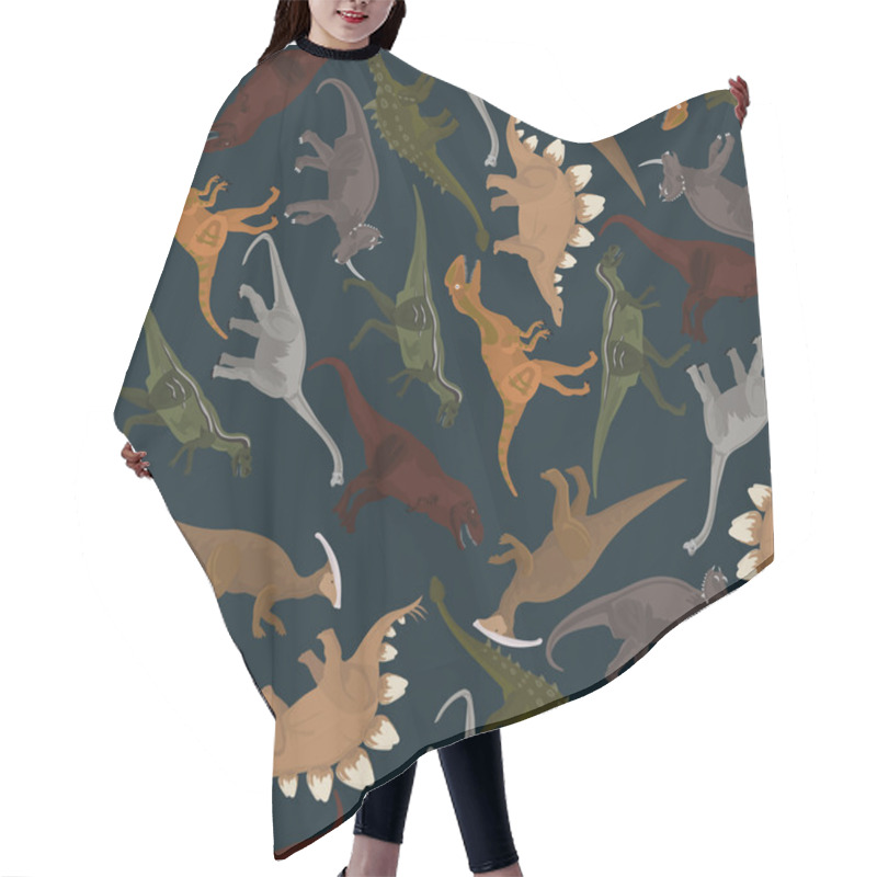 Personality  Dark Seamless Pattern With Dinosaurs Hair Cutting Cape