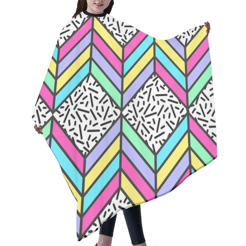 Personality  Seamless Geometric Pattern In 80s Style Hair Cutting Cape