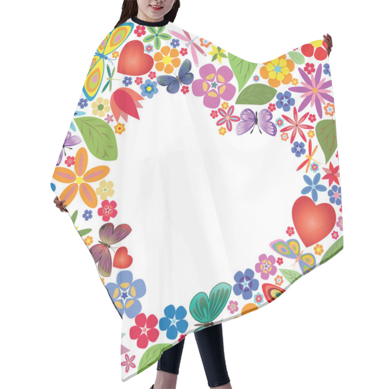 Personality  Holiday Heart With Flowers And Butterflies Hair Cutting Cape