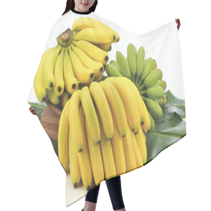 Personality  Ripe Yellow Banana Fruits Isolated On White Hair Cutting Cape