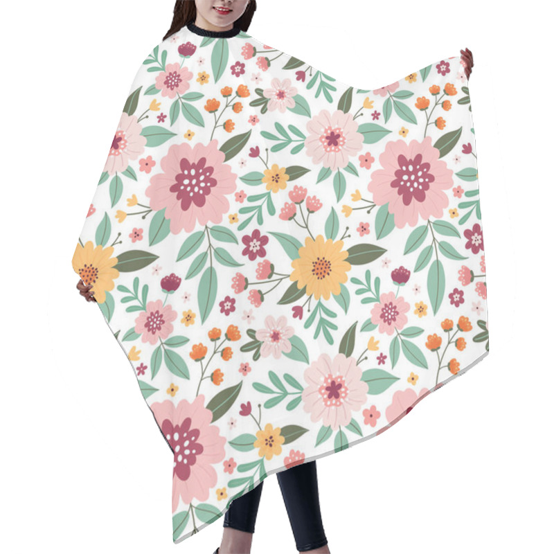 Personality  Floral Seamless Pattern With Flowers And Plants On A White Background. Hair Cutting Cape