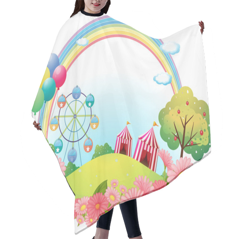 Personality  A Hill With Circus Tents, Balloons And A Ferris Wheel Hair Cutting Cape