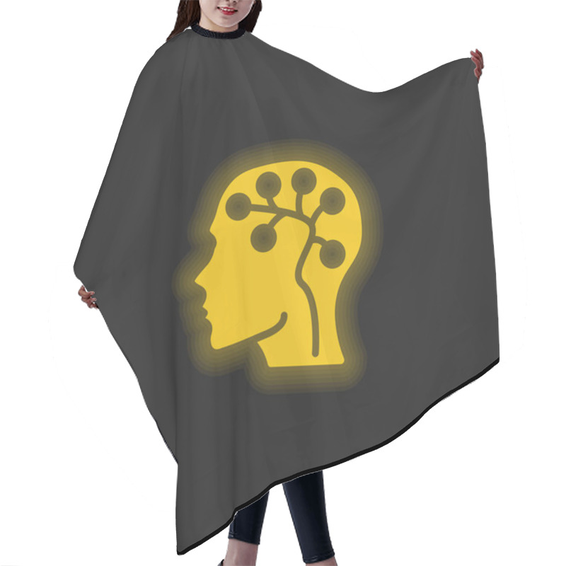 Personality  Brain Yellow Glowing Neon Icon Hair Cutting Cape