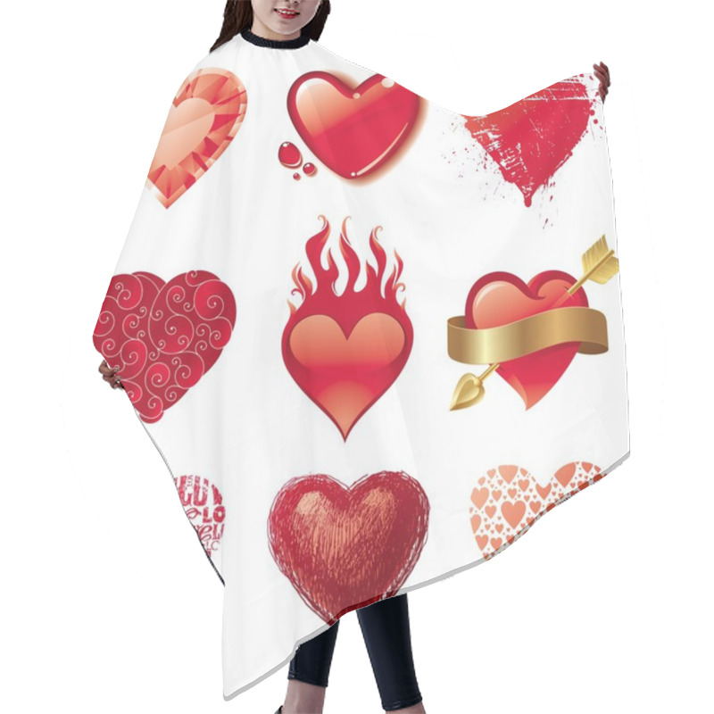 Personality  Vector Set Of Valentines Hearts Hair Cutting Cape