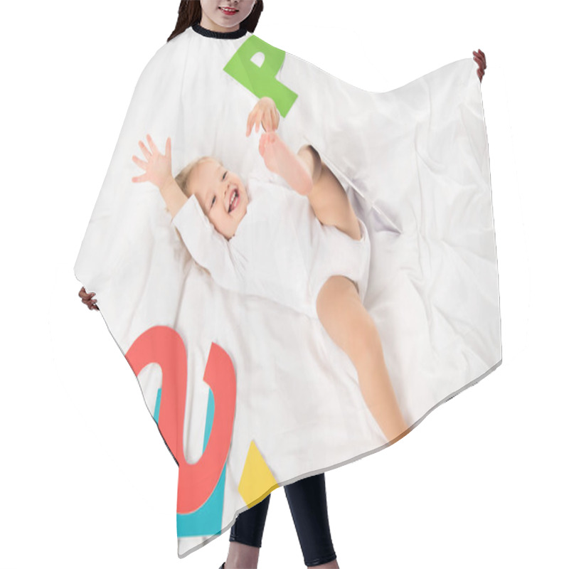 Personality  Happy Baby With Paper Letters Hair Cutting Cape