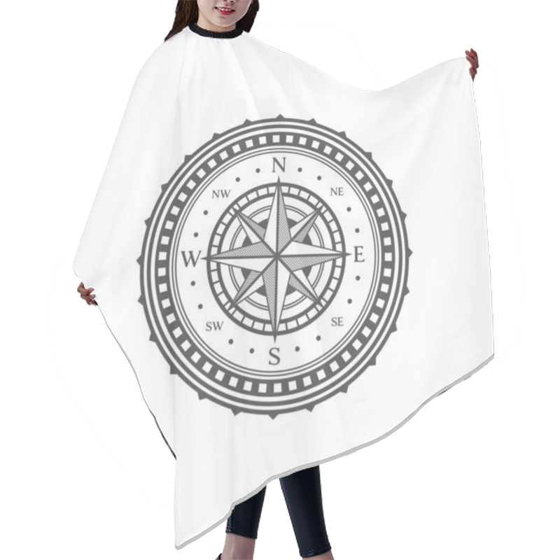 Personality  Medieval Compass Sign, Geography Symbol. Travel Direction Icon, Navigation Rose Wind Vintage Vector Symbol. Marine Travel Medieval Sign Or Antique Map Windrose Star Emblem Hair Cutting Cape