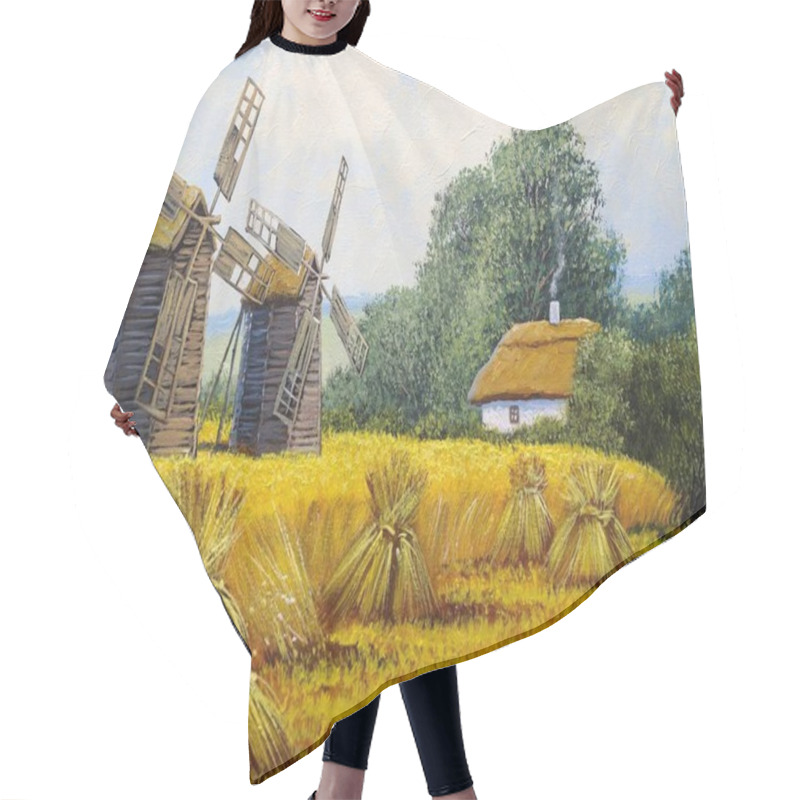 Personality  Windmill In The Village Hair Cutting Cape