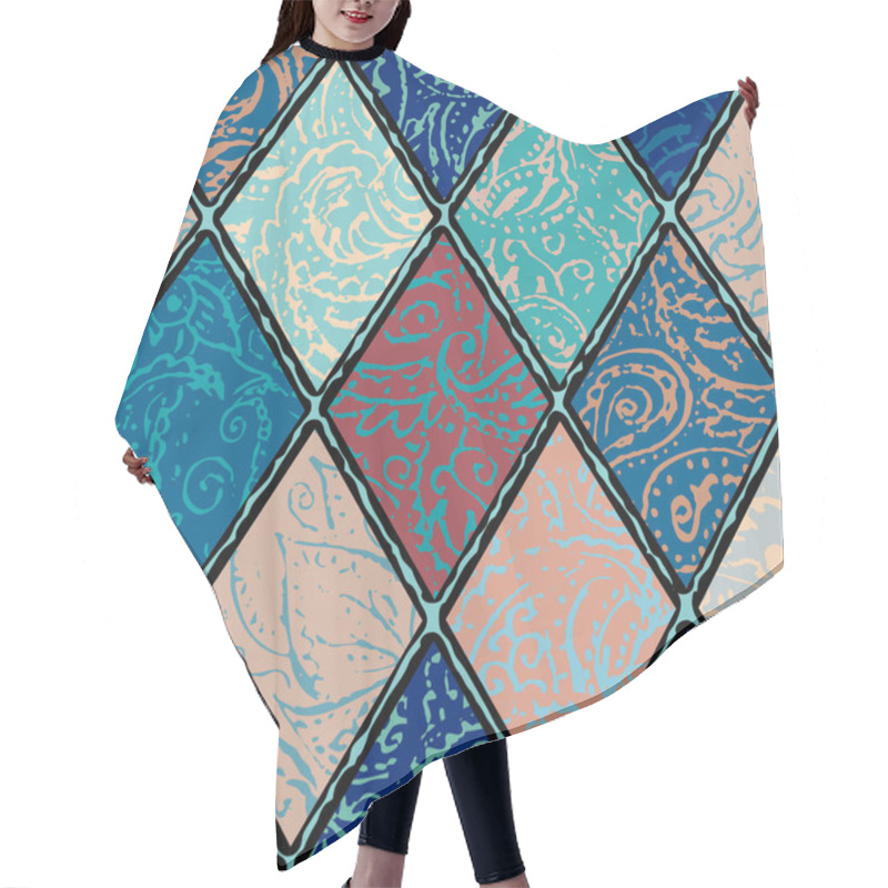 Personality  Grunge Paisley Pattern In Collage Patchwork Style. Hair Cutting Cape