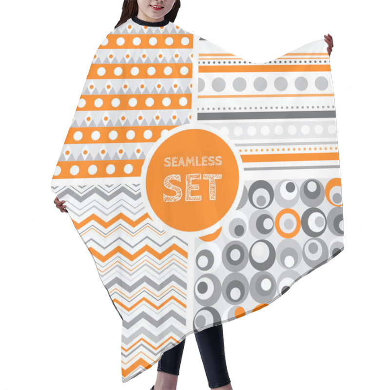 Personality  Set Of Four Seamless Patterns Hair Cutting Cape