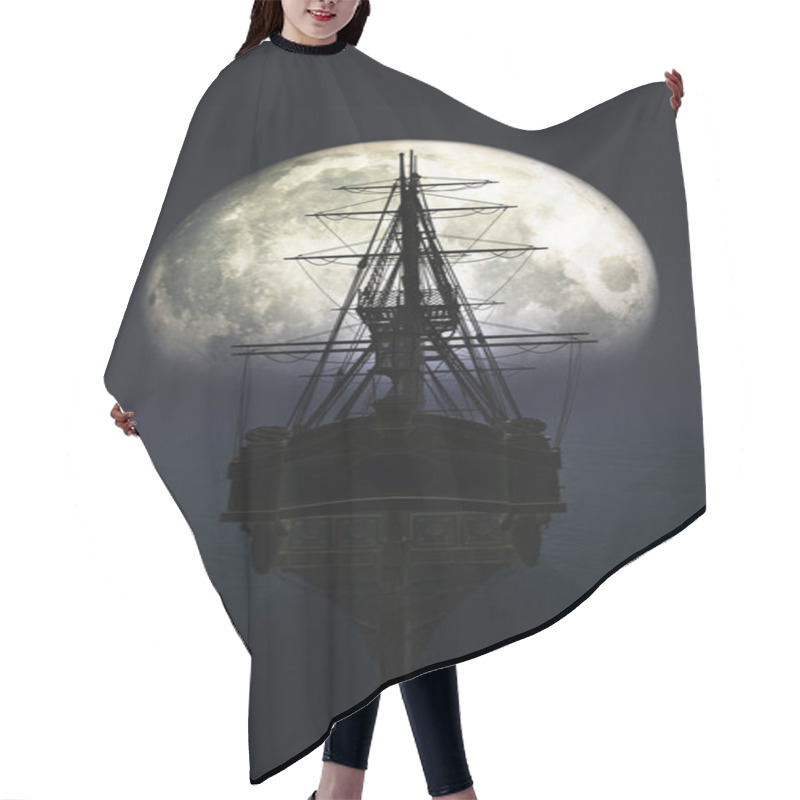 Personality  Old Ship In Sea Full Moon Illustration 3d Rendering Hair Cutting Cape