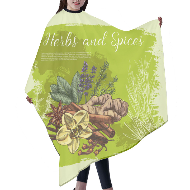 Personality  Herb And Spice Sketch Poster, Healthy Food Design Hair Cutting Cape