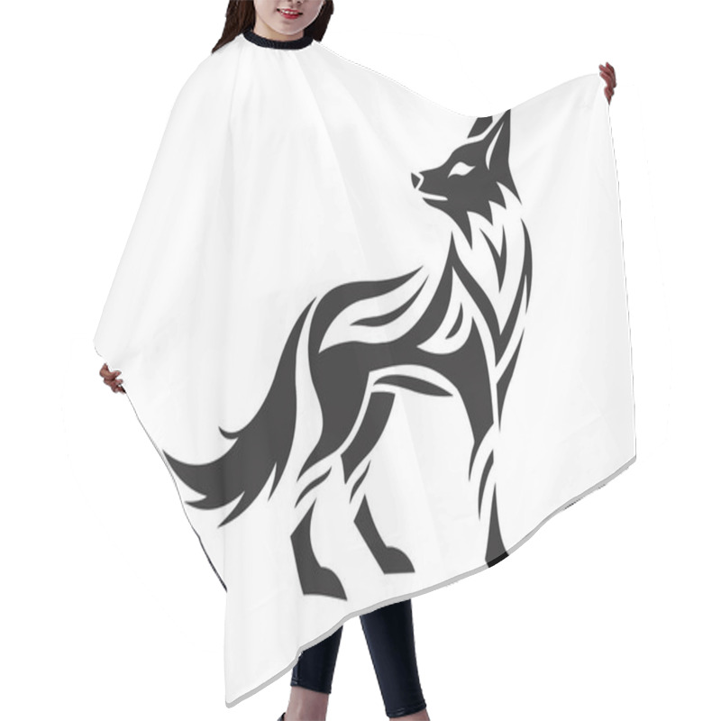 Personality  Vector Wolf Tribal Tattoo Design - Black And White Art Illustration Hair Cutting Cape