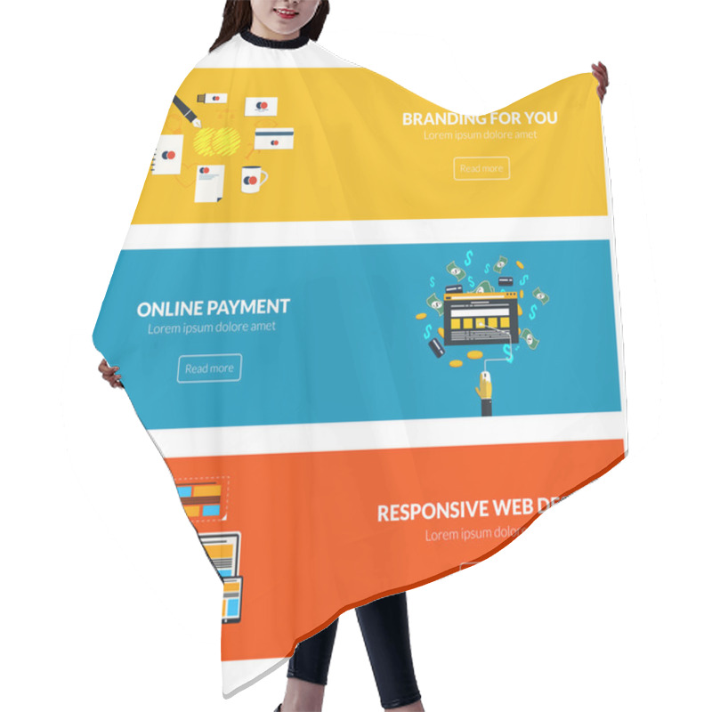 Personality  Flat Designed Banners Hair Cutting Cape