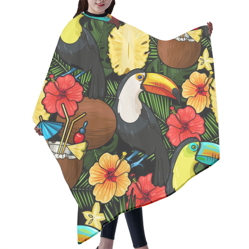 Personality  Toucan And Tropical Cocktail Seamless Hair Cutting Cape