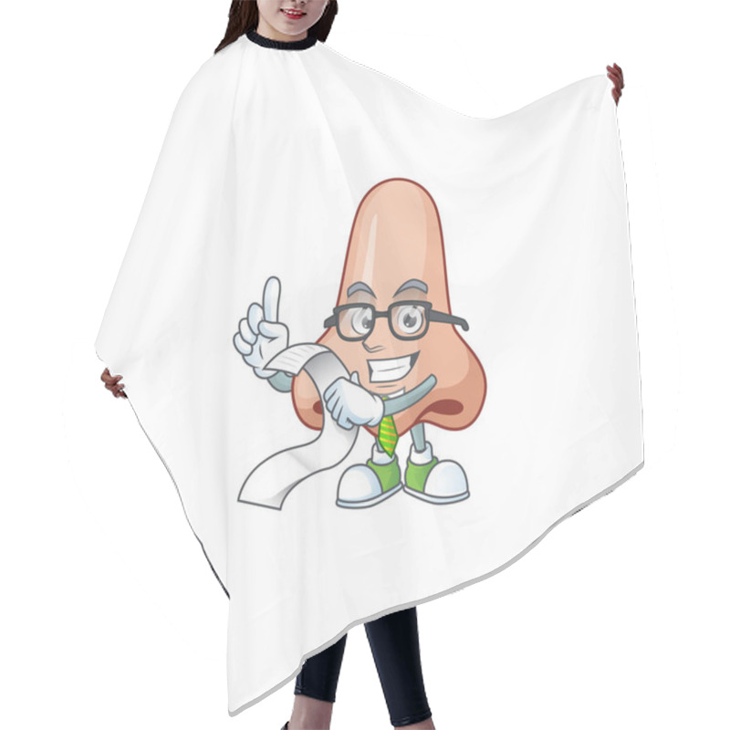 Personality  Mascot Cartoon Concept Of Nose With Menu List Hair Cutting Cape