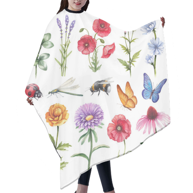 Personality  Wild Flowers And Insects Set Hair Cutting Cape