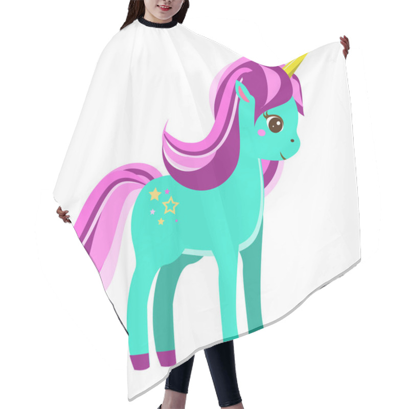 Personality  Cute Blue Unicorn With Pink Mane . Vector Illustration Hair Cutting Cape