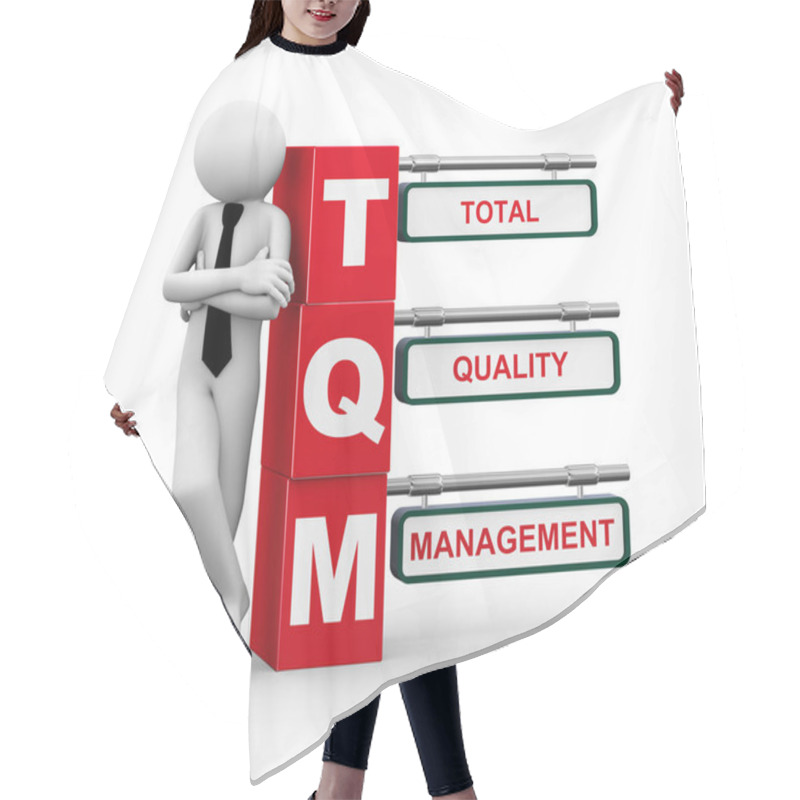 Personality  3d Businessman With Tqm Signpost Illustration Hair Cutting Cape