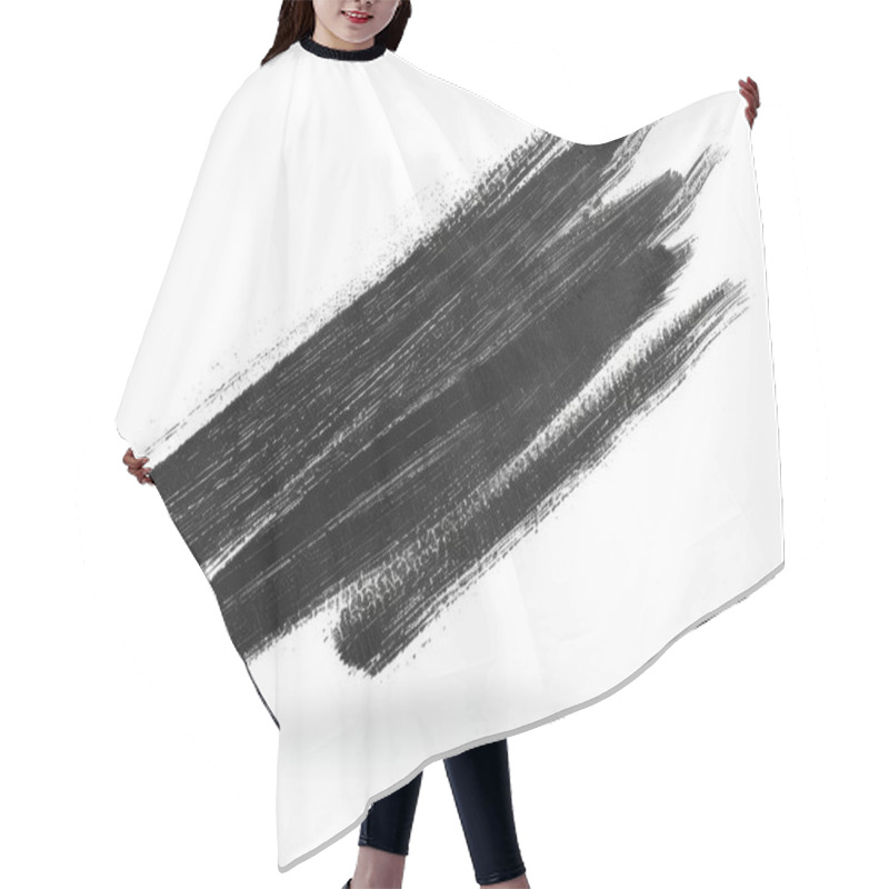 Personality  A Dynamic Black Brushstroke Showcasing Texture And Movement Against A White Background. Hair Cutting Cape