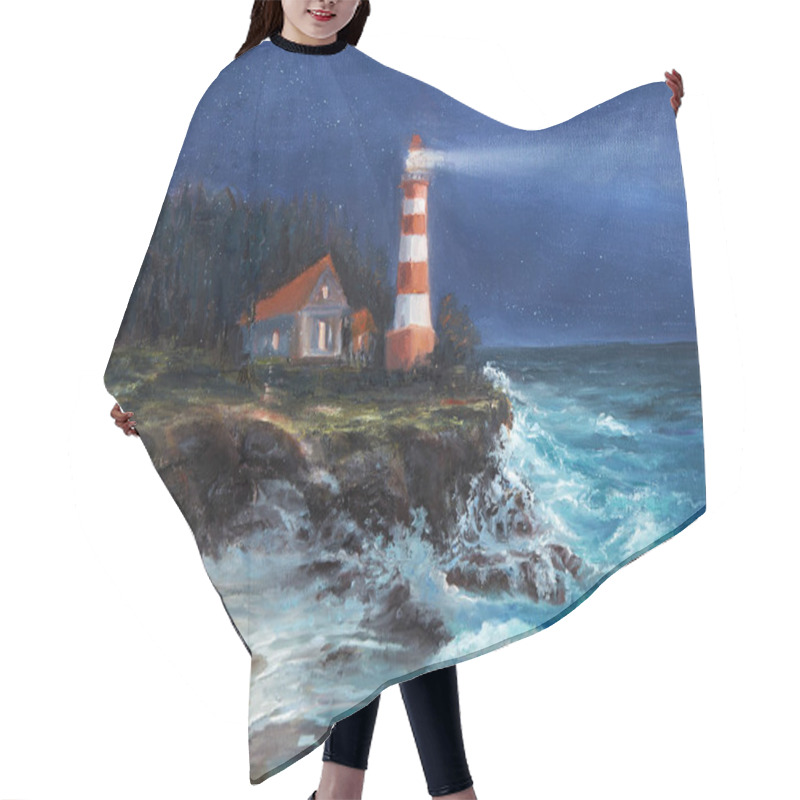 Personality  Lighthouse At Night Hair Cutting Cape