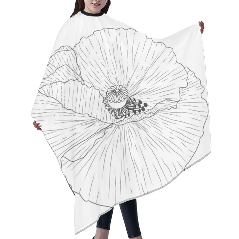 Personality  California Poppy Flowers Drawn And Sketch With Line-art On White Hair Cutting Cape