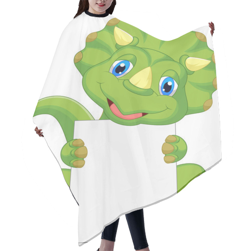 Personality  Cute Dinosaur Cartoon Holding Blank Sign Hair Cutting Cape