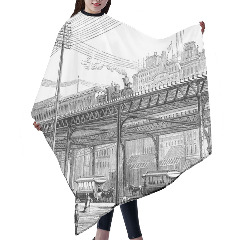 Personality  19th Century New York, USA, Elevated Railway Hair Cutting Cape