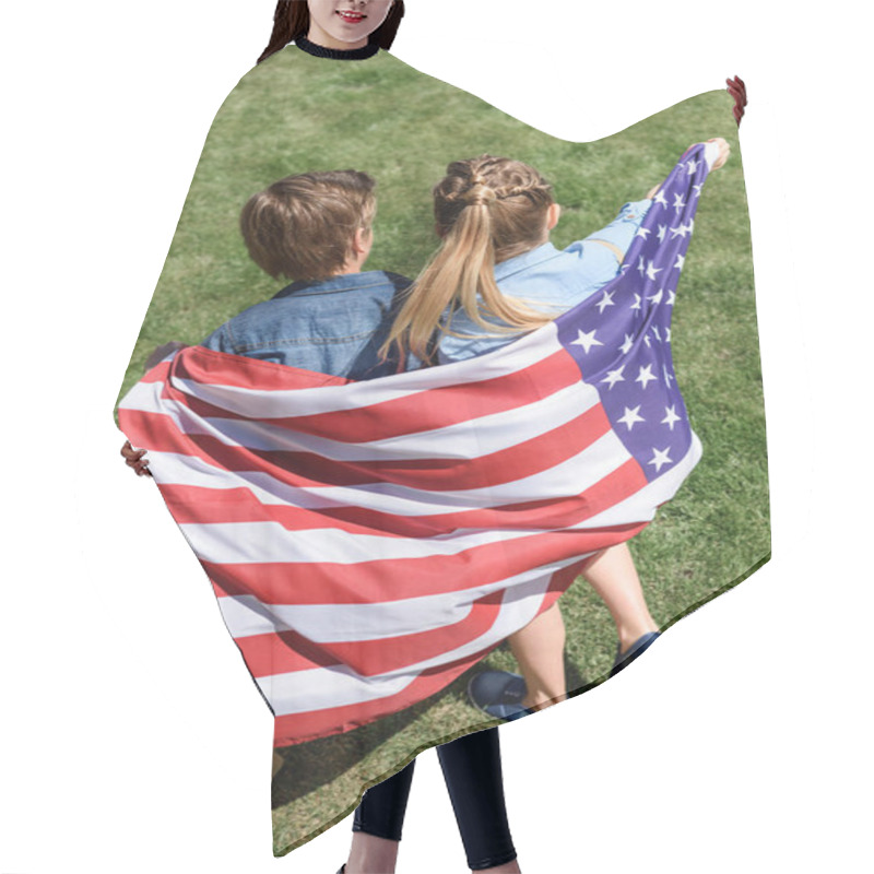 Personality  Siblings With American Flag Hair Cutting Cape