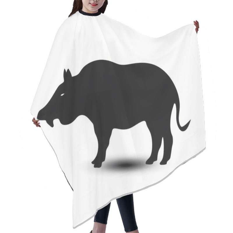 Personality  Silhouette Of A Wild Boar Standing Against A White Background. Hair Cutting Cape