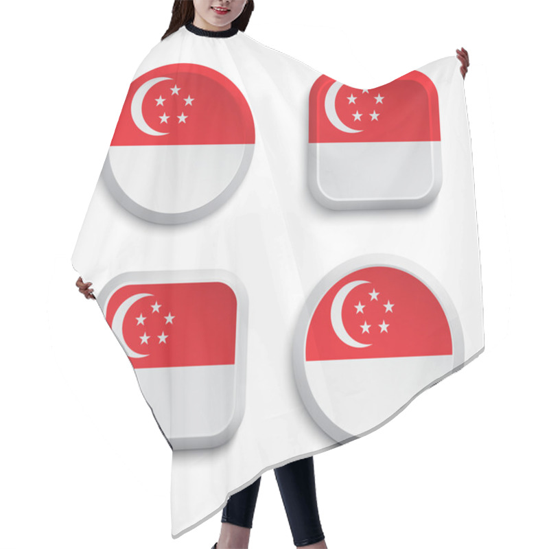 Personality  Singapore Flag Buttons Hair Cutting Cape