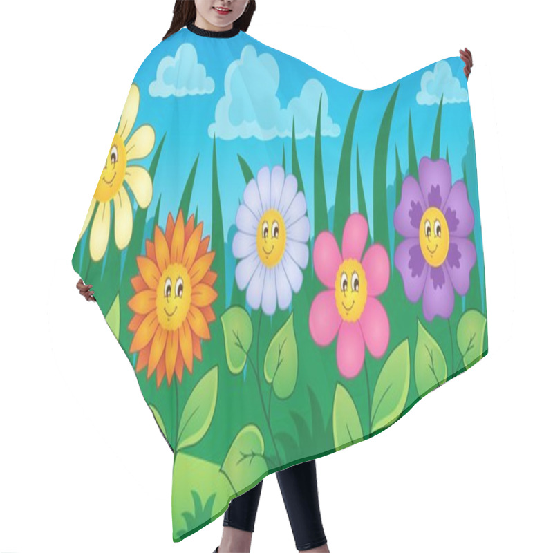 Personality  Flowers On Meadow Theme 3 Hair Cutting Cape