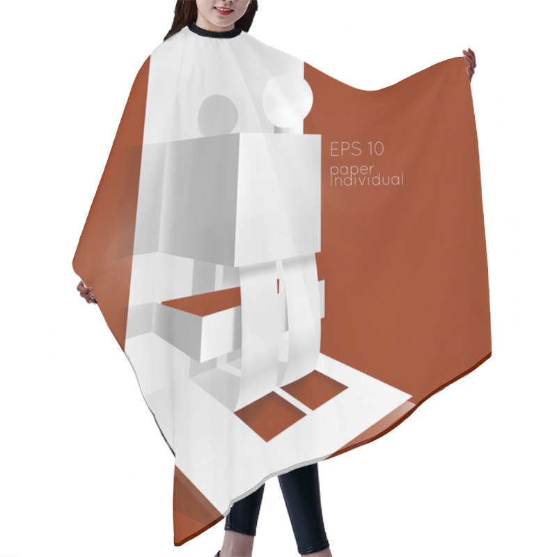 Personality  Vector Banner With Paper Men. Hair Cutting Cape