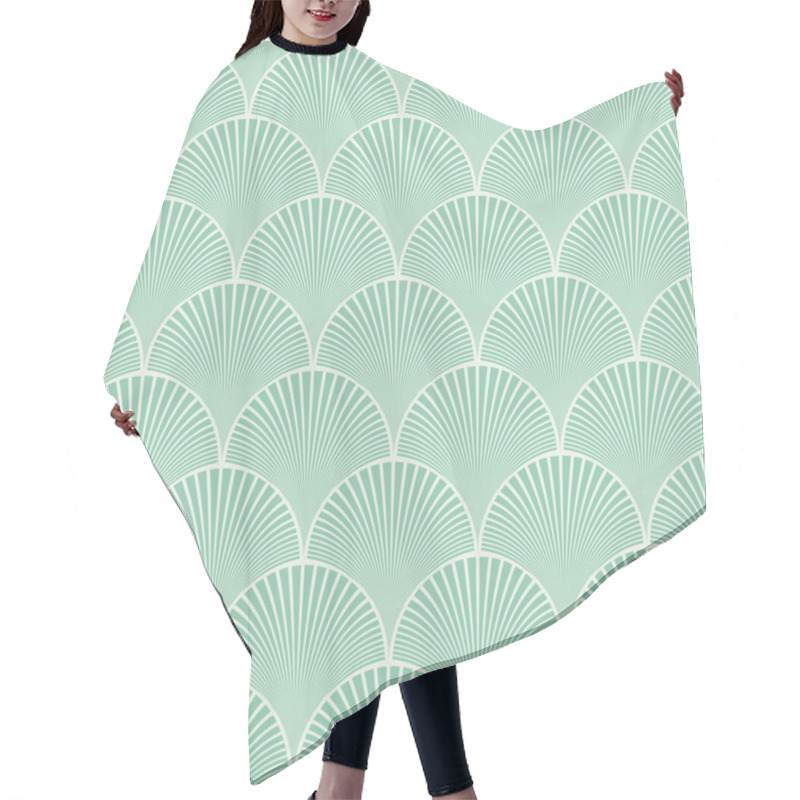 Personality  Seamless Turquoise Japanese Art Deco Floral Waves Pattern Vector Hair Cutting Cape