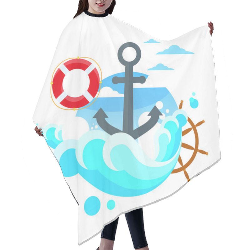 Personality  Anchor With Steering Wheel Hair Cutting Cape