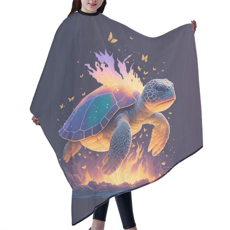 Personality  Fantasy Art Turtle On Fire With Butterflies Hair Cutting Cape