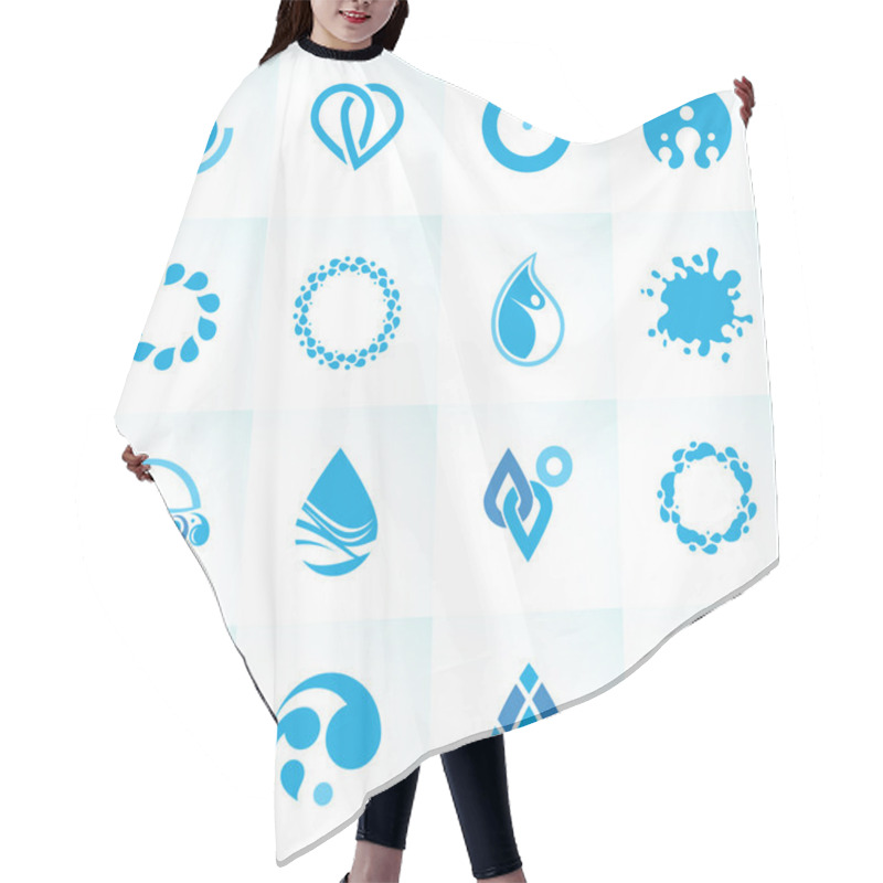 Personality  Set Of Abstract Water Icons Hair Cutting Cape