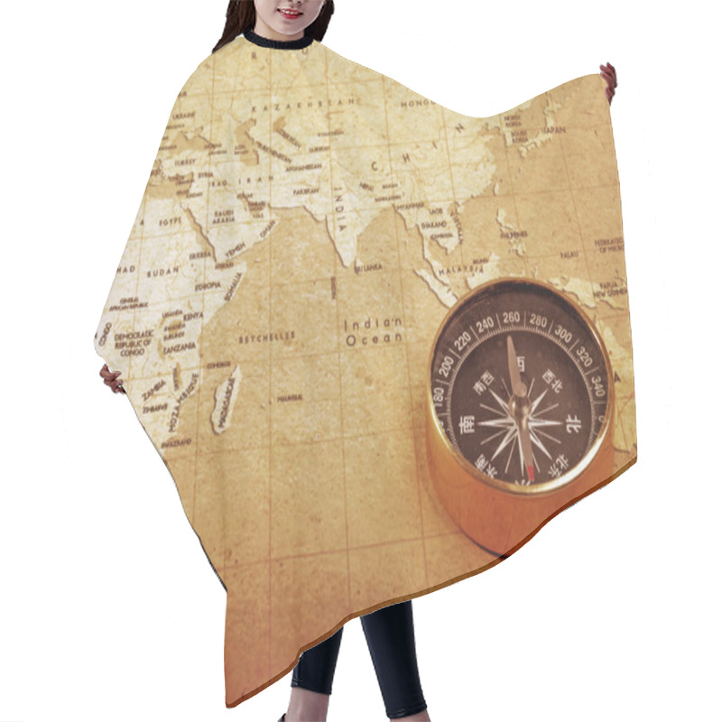 Personality  Compass On A Treasure Map Hair Cutting Cape