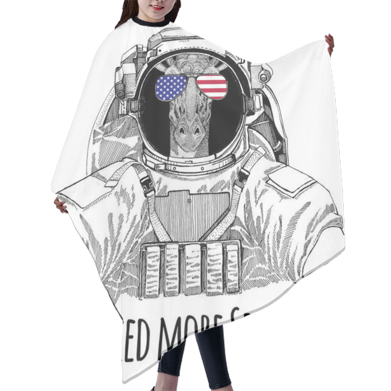 Personality  Usa Flag Glasses American Flag United States Flag Camelopard, Giraffe Wearing Space Suit Wild Animal Astronaut Spaceman Galaxy Exploration Hand Drawn Illustration For T-shirt Hair Cutting Cape