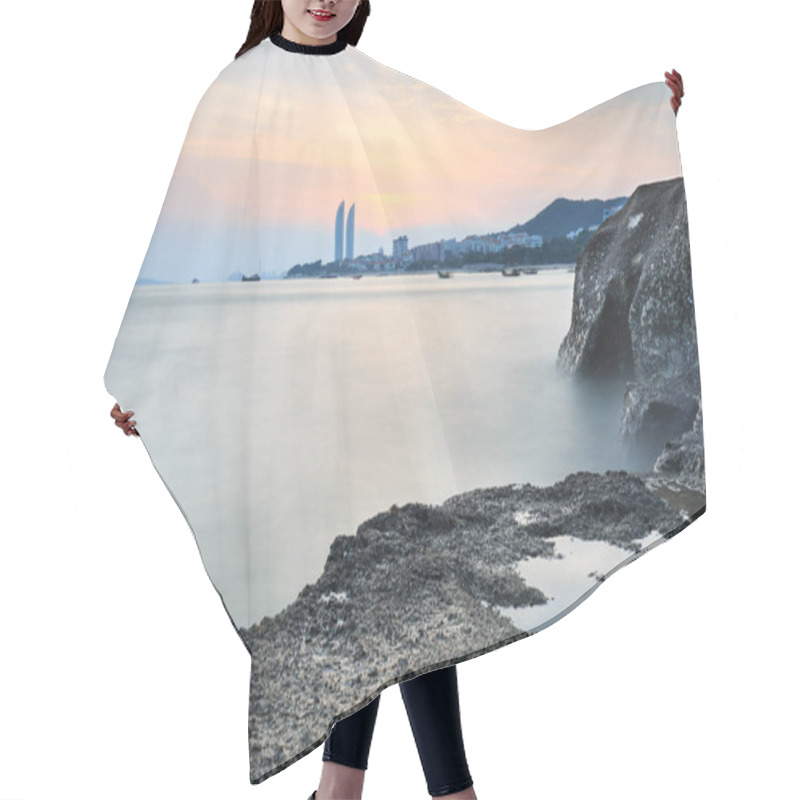 Personality  Xiamen Huandao Road Seascape Sunset Hair Cutting Cape