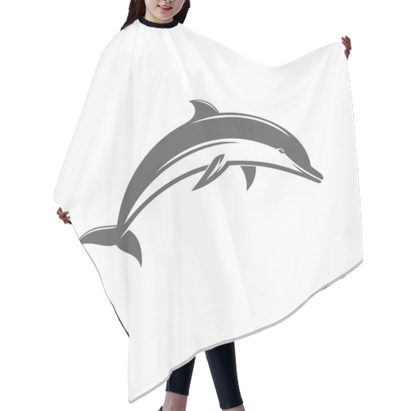 Personality  Black And White Vector Ilstration Jumping Dolphins Hair Cutting Cape