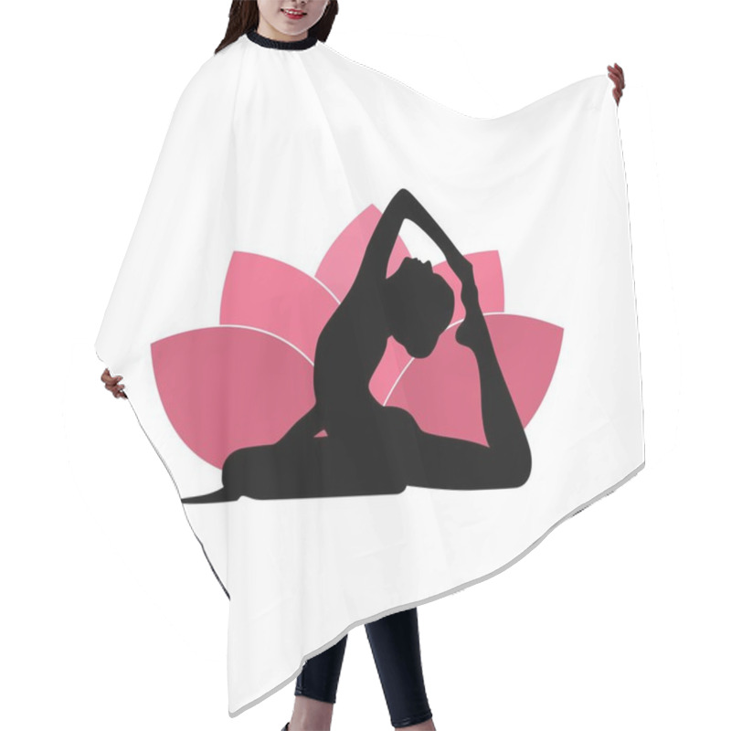 Personality  Yoga Woman Silhouette, Lotus Flower With Zen Logo Design Template Hair Cutting Cape