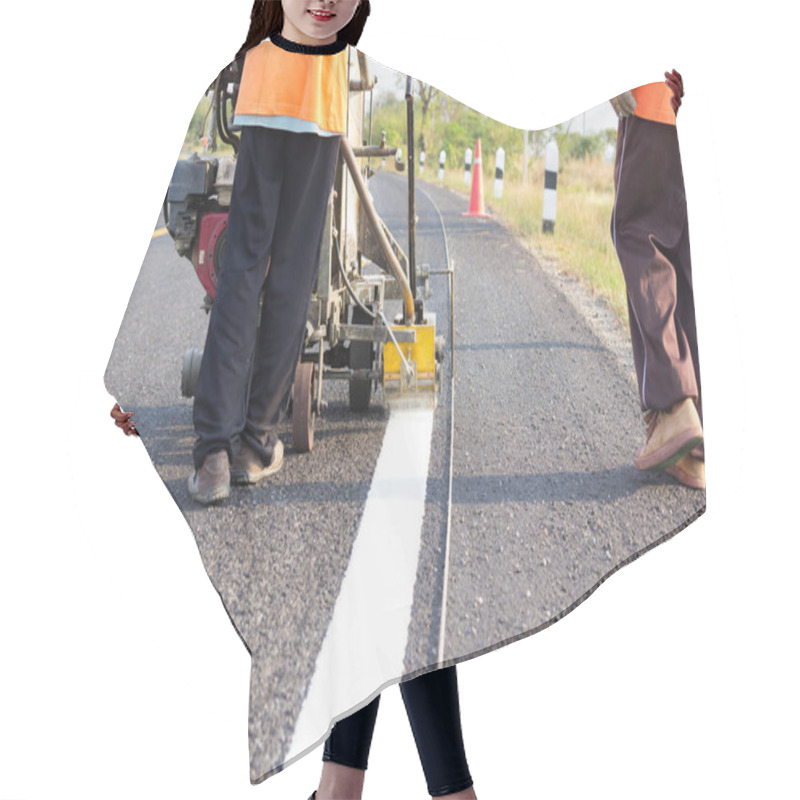 Personality  Machine Eject And Worker On Road And Traffic Sign Painting Hair Cutting Cape