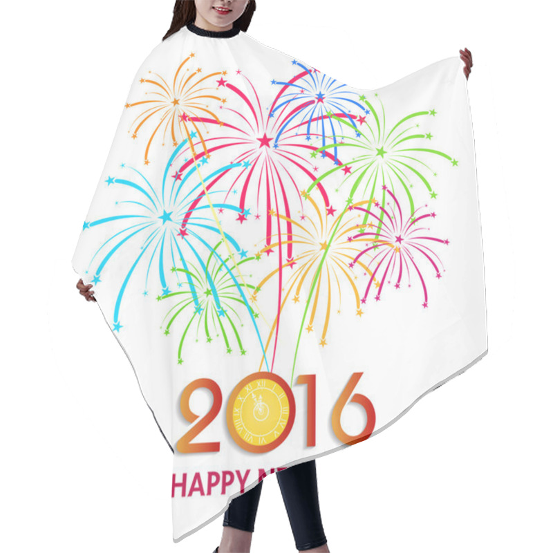 Personality  Happy New Year 2016 With Fireworks Background Hair Cutting Cape