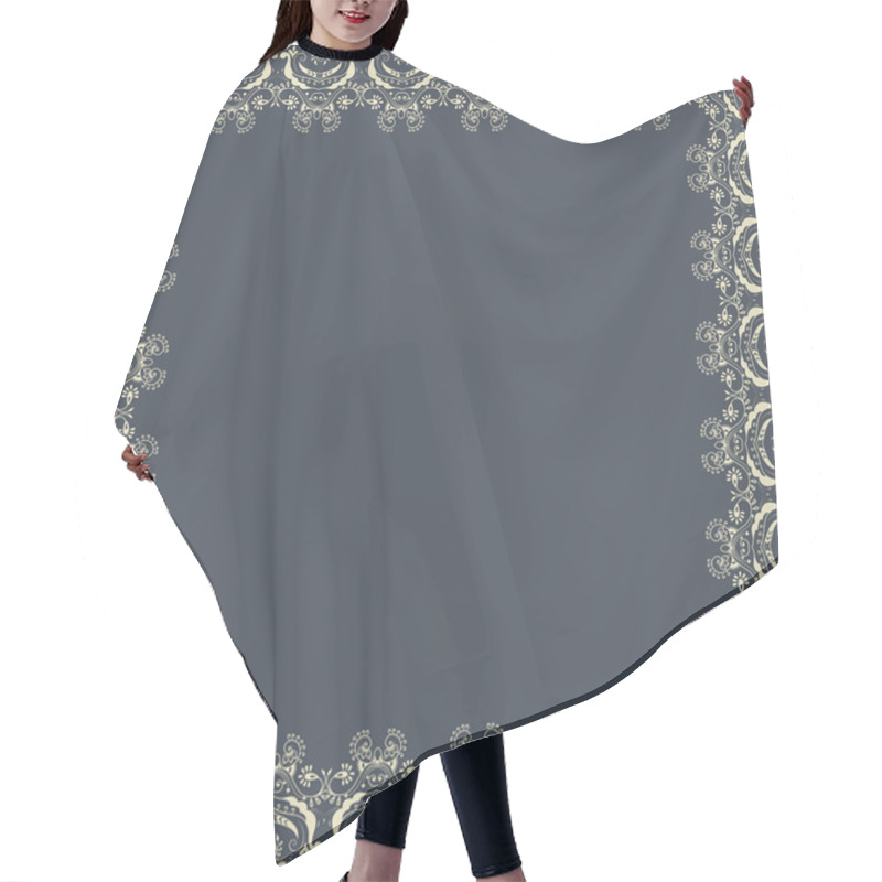 Personality  Vector Fine Floral Square Frame. Hair Cutting Cape