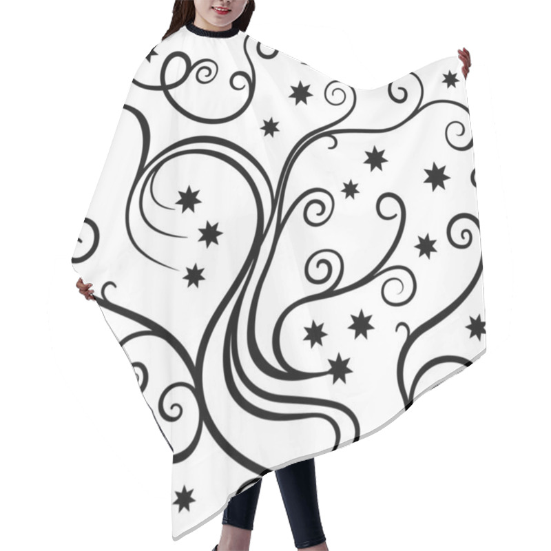 Personality  Floral Pattern With Stars Hair Cutting Cape