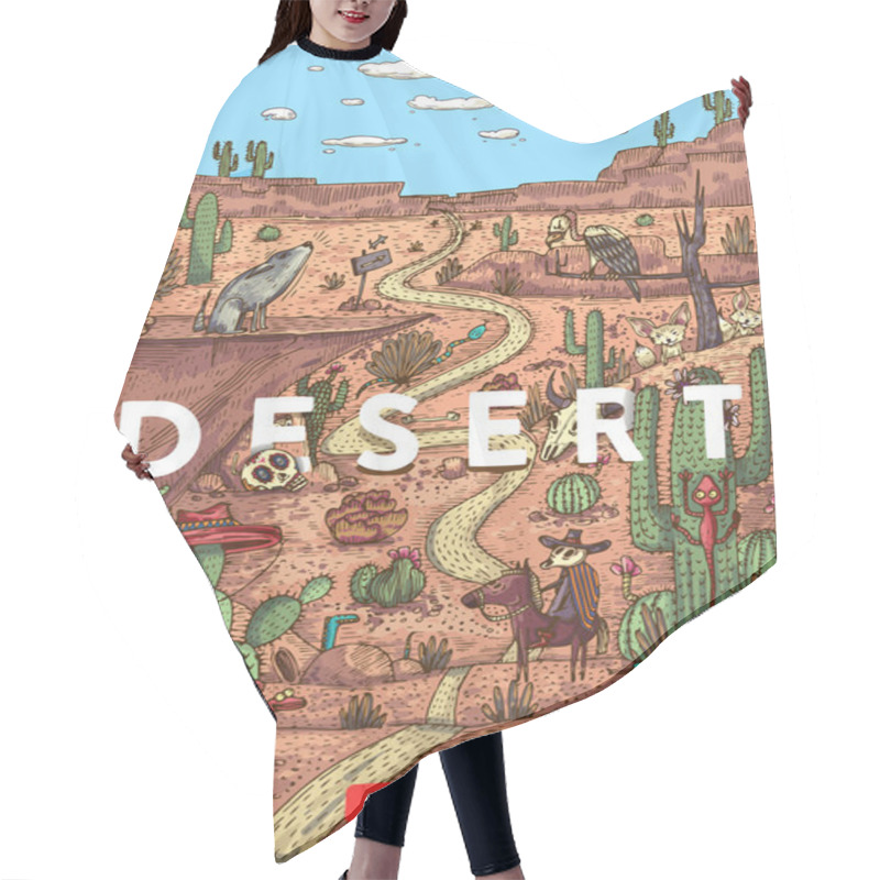 Personality  Wild Life In Desert With Animals, Birds And Plants Hair Cutting Cape