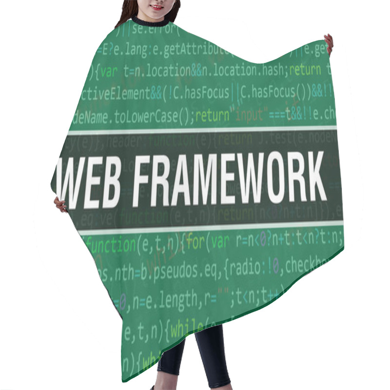 Personality  Web Framework Text Written On Programming Code Abstract Technology Background Of Software Developer And Computer Script. Web Framework Concept Of Code On Computer Monitor. Coding Web Framewor Hair Cutting Cape