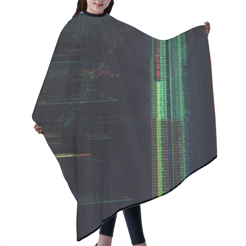 Personality  Defected  HUD Interface 3d Illustration With Abstract Digital Code. Concept Glitch Background As Cyberpunk Computer Meltdown Overlay With Fragments And Hex Code Of Alien Communication Decryption Hair Cutting Cape