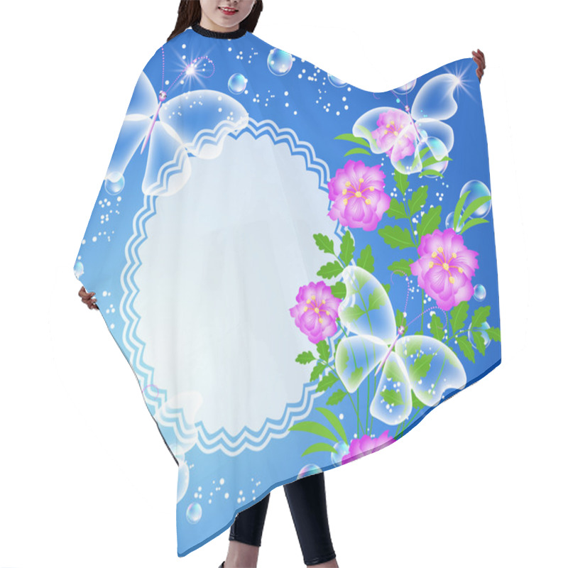 Personality  Background With Frame, Flowers And Butterfly Hair Cutting Cape