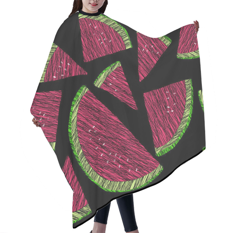 Personality  Seamless Watermelon Texture, Endless Fruit Background. Abstract  Hair Cutting Cape